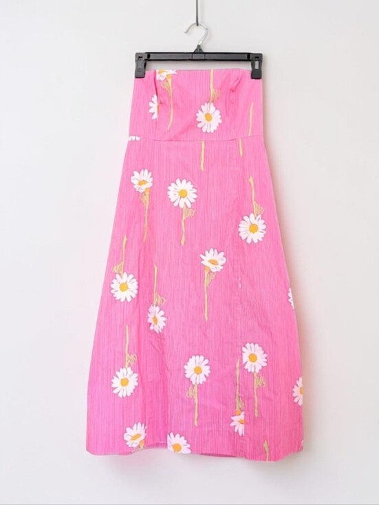 Lilly Pulitzer Dresses & Skirts - Lilly Pulitzer VTG 90s pink daisies corset strapless tie back dress 6 Elle Woods
